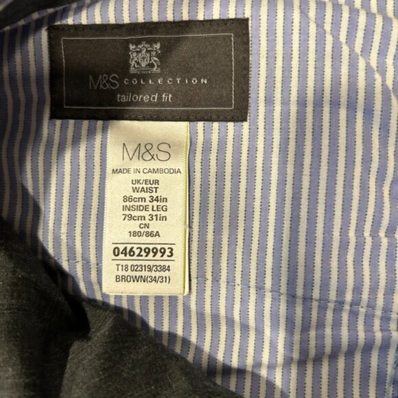 M&S Collection Brown Plaid Dress Pants Size 34 - Picture 5 of 8
